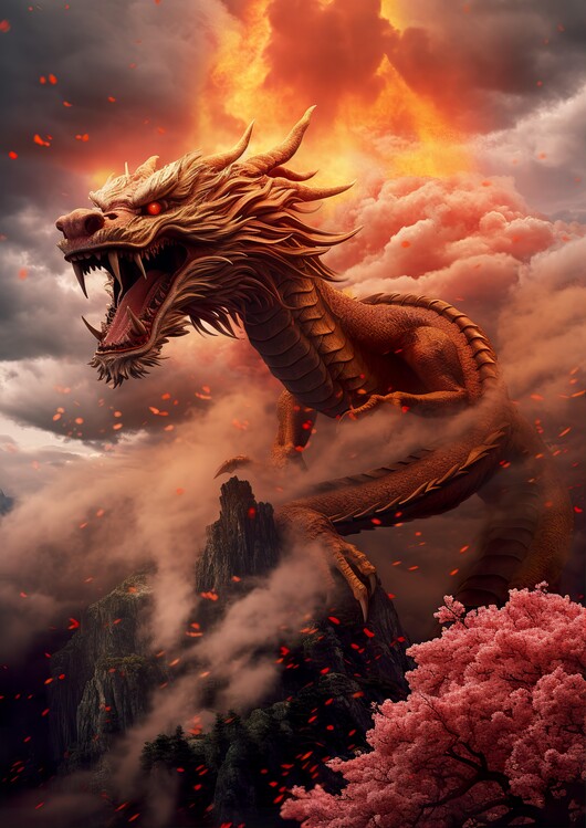 Plakat Fire Dragon Drache