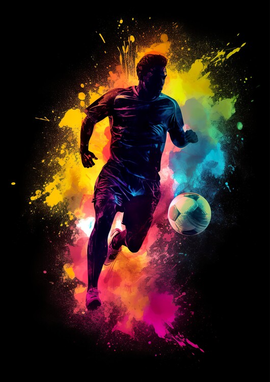 Canvas Print Soccer Silhouette Colorful Kicker