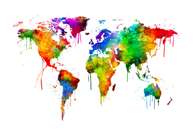 Poster Watercolor Map of the World Map