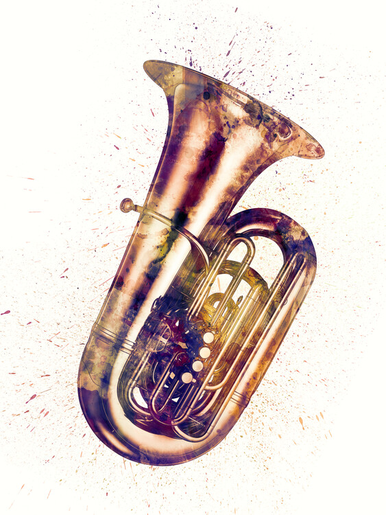 Poster Tuba Abstract Watercolor