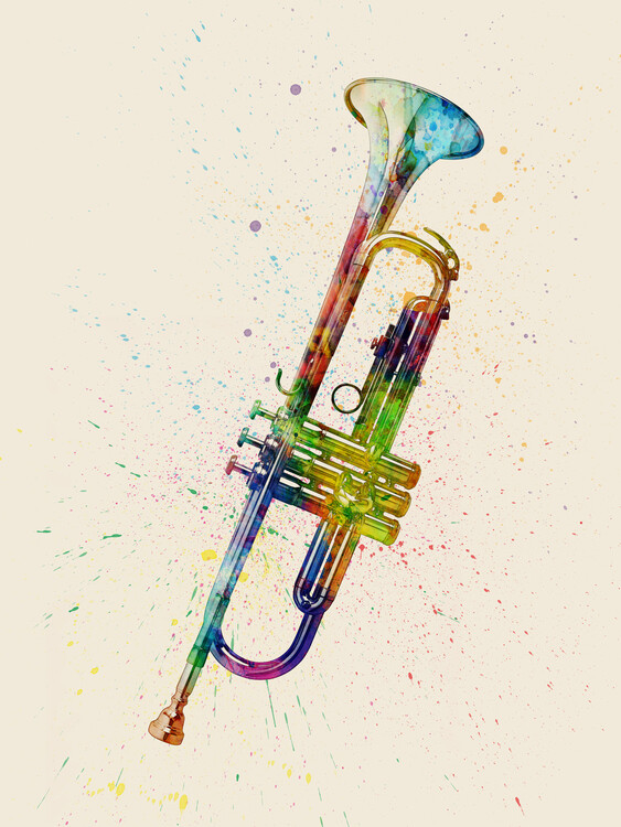 Poster Trumpet Abstract Watercolor