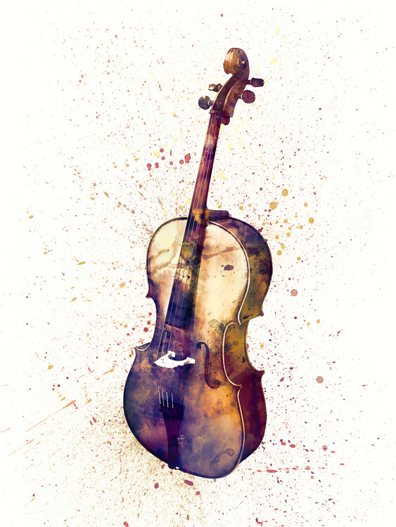 Poster Cello Abstract Watercolor