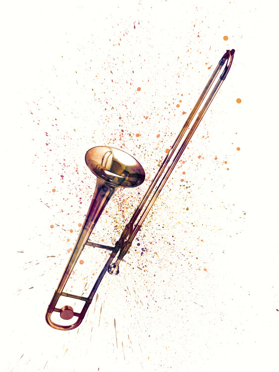 Poster Trombone Abstract Watercolor