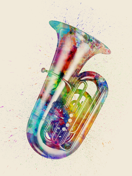 Poster Tuba Abstract Watercolor