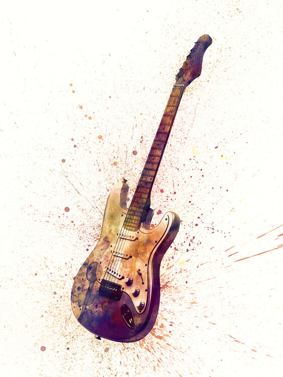 Poster Electric Guitar Abstract Watercolor