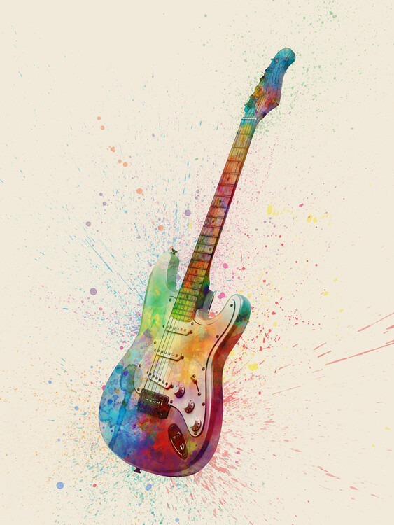 Poster Electric Guitar Abstract Watercolor