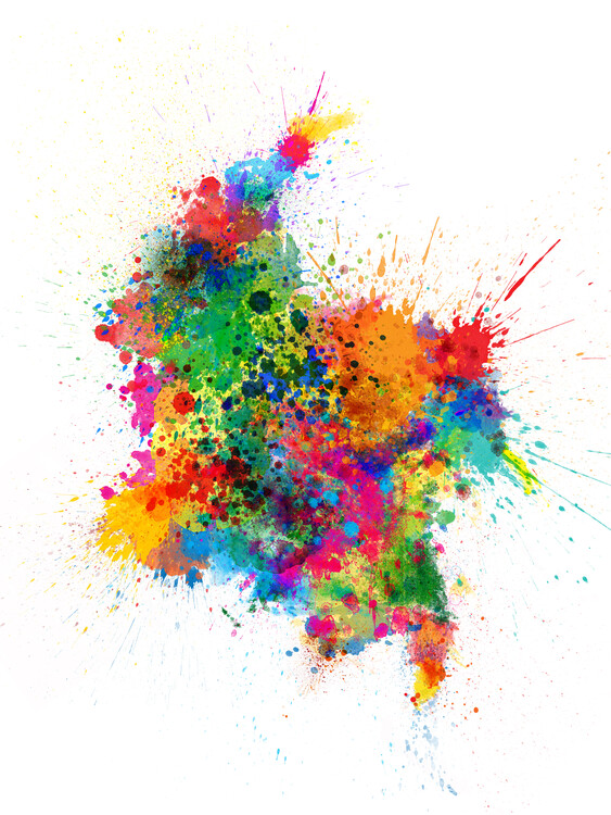 Plagát Colombia Paint Splashes Map