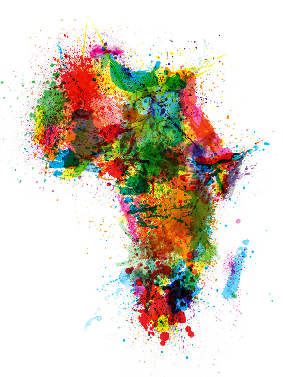 Plagát Africa Paint Splashes Map