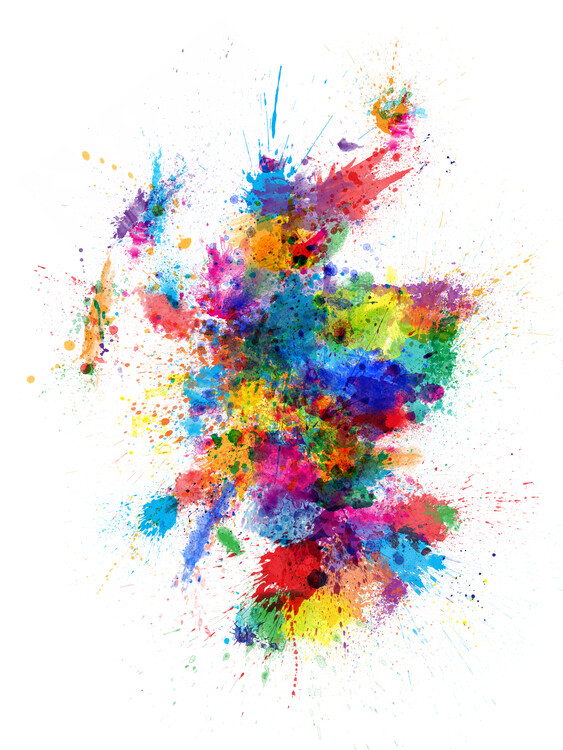 Plagát Scotland Paint Splashes Map