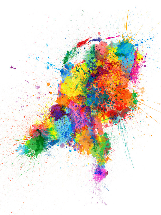 Poster Netherlands Paint Splashes Map