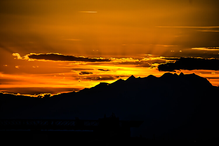 Poster Sunset behind the Alps