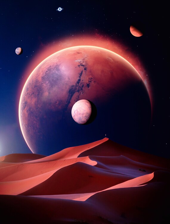 Plagát Planet Mars Desert Dune Red Sand