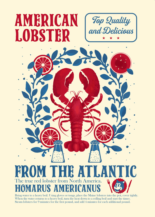 Levně Plakát, Obraz - Lobster kitchen print, Dionisis Gemos, 30 × 40 cm
