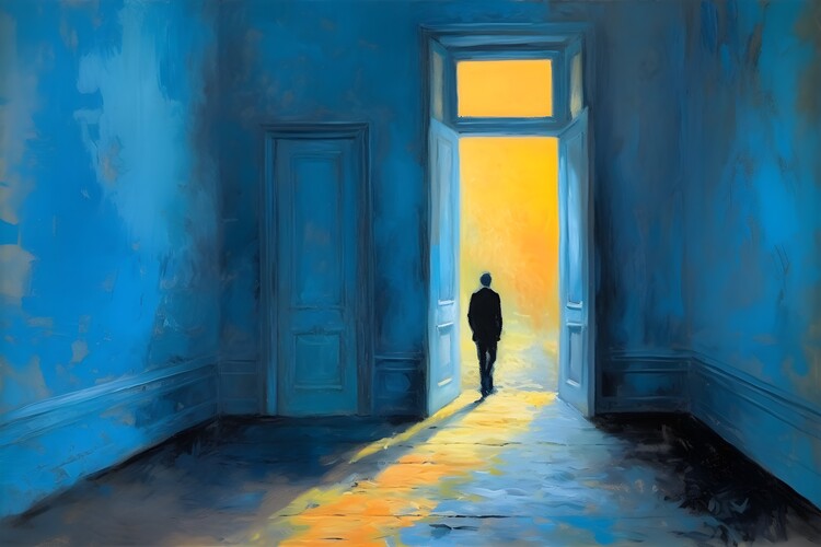Poster New opportunities, new job, tranquil, blue-toned