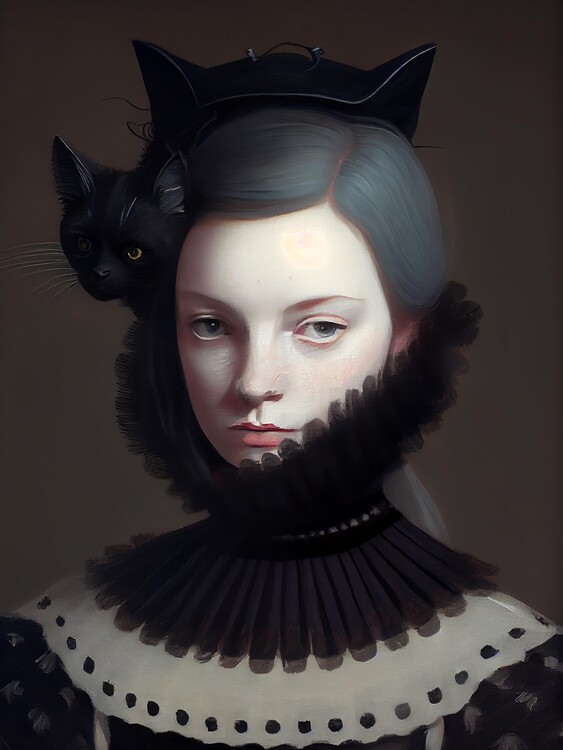 Canvastavla Miss Black Kitty