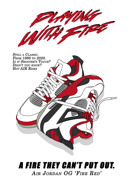 Poster playing with fire, sneakers retro