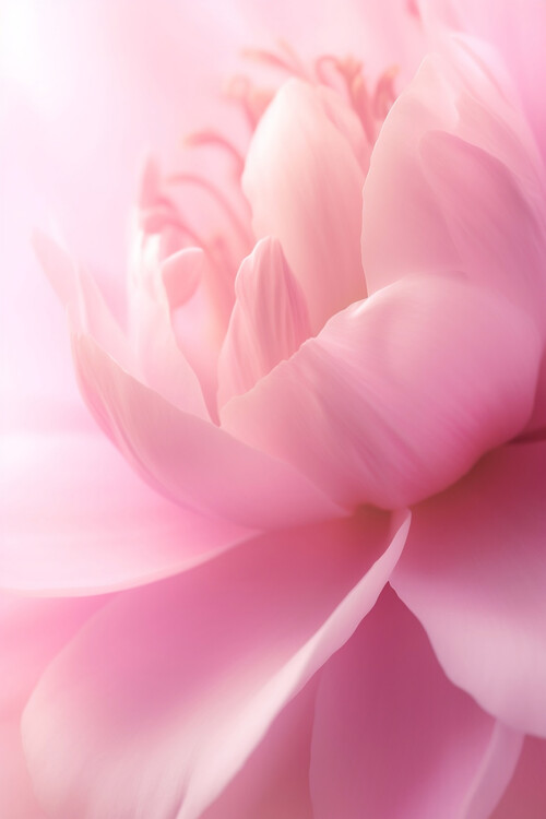 Plagát Macro pink peony flower petals
