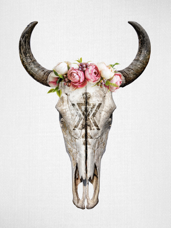 Poster Floral Cow Skull