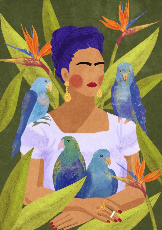 Sticker Frida and birds