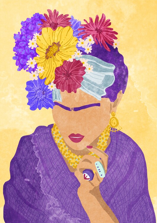 Poster Frida and flowers
