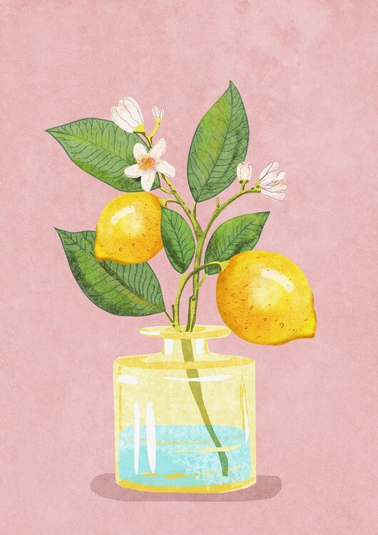 Poster Lemon Bunch In Vase