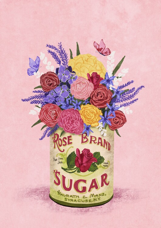 Poster Flowers In a vintage Can
