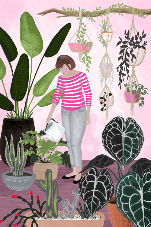 Plakat My home jungle in pink
