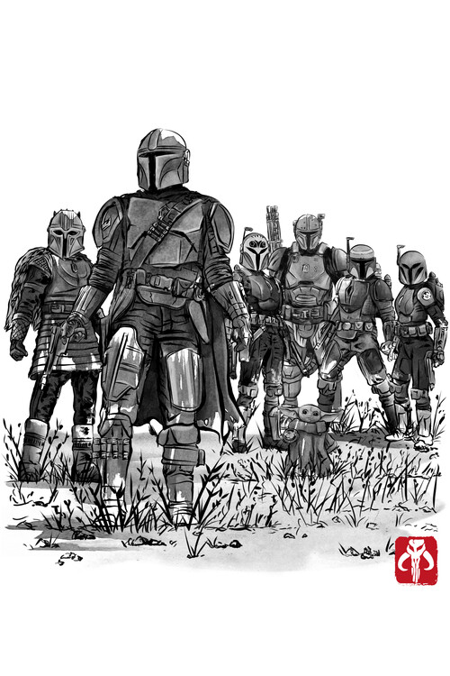Plakat Seven Mandalorians sumi-e
