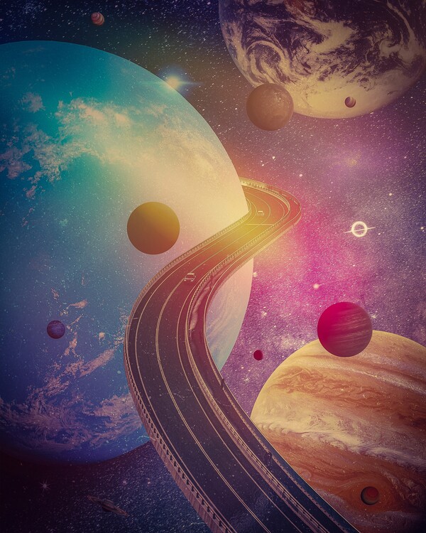 Plagát Galaxy Road to Space Planets Universe