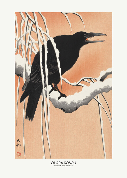 Levně Plakát, Obraz - Crow On Snowy Branch, Studio Collection, 30 × 40 cm