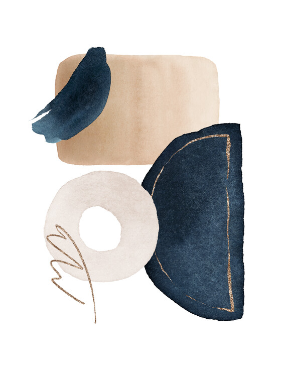 Плакат Watercolor Shapes in Navy 2