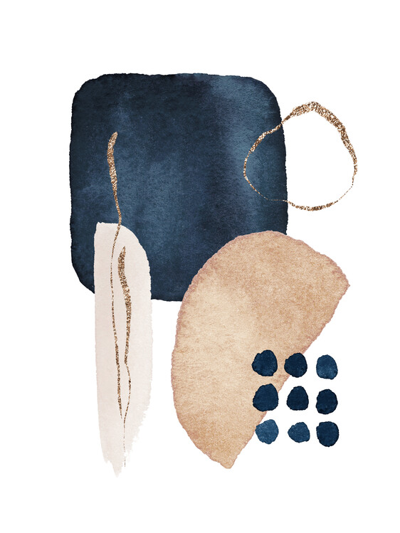 Плакат Watercolor Shapes in Navy 4