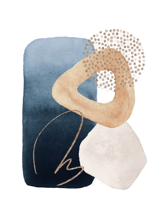 Плакат Watercolor Shapes in Navy 5