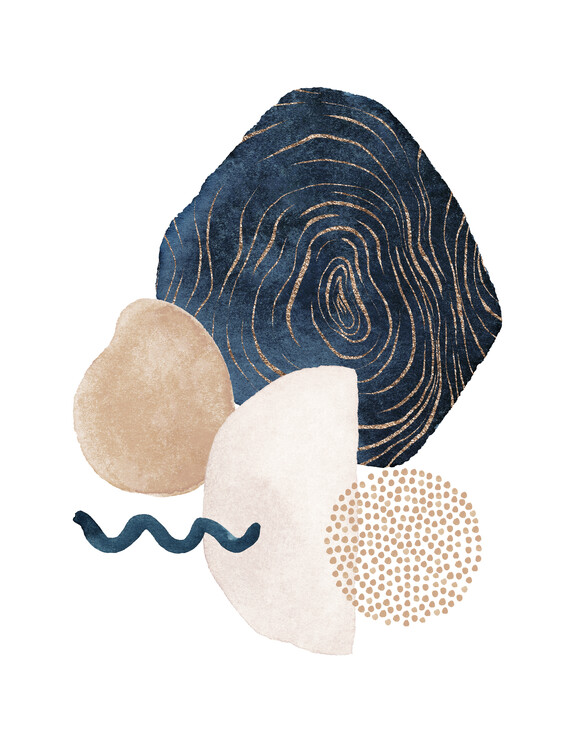 Плакат Watercolor Shapes in Navy 1