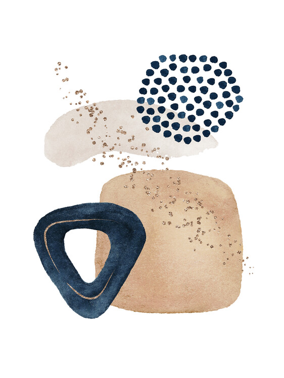 Плакат Watercolor Shapes in Navy 3