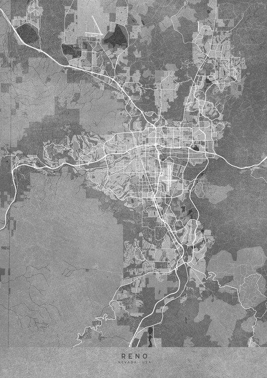 Juliste Map of Reno (NV, USA) in gray vintage style