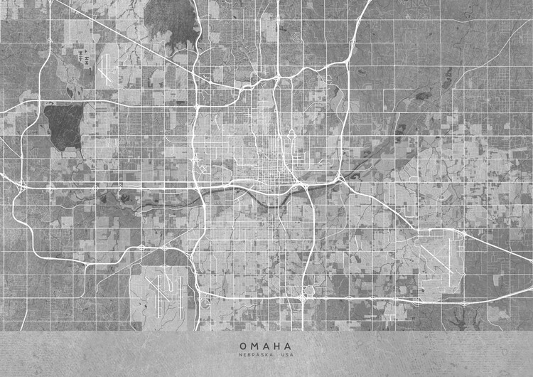 Juliste Map of Oklahoma City (OK, USA) in gray vintage style