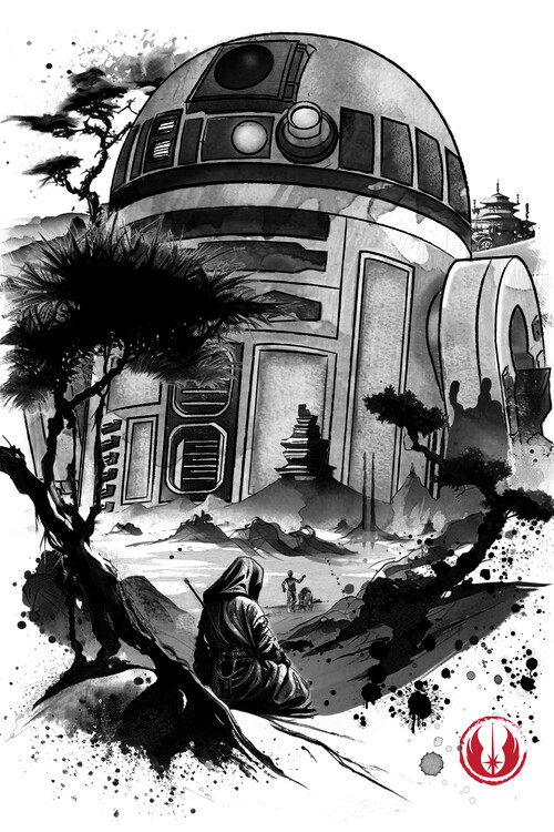 Poster Astromech droid in the desert planet