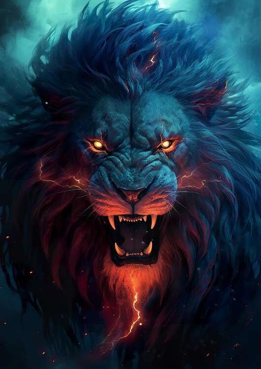 Plakat Lion Dark Fantasy