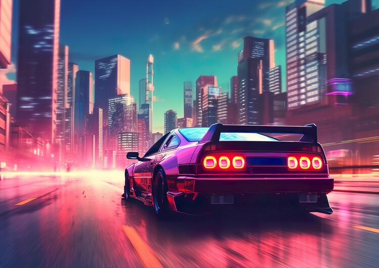 Plakat Neon Car