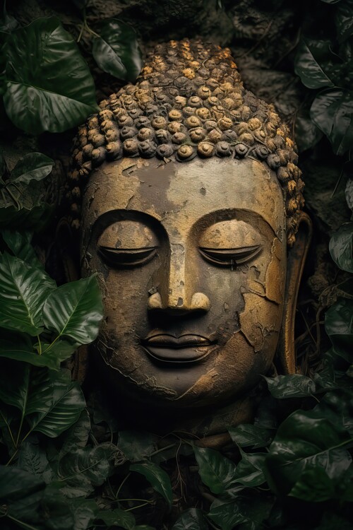 Плакат Portrait of Ocher Buddha in the Jungle
