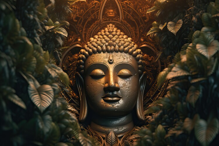 Plakát Portrait of Ocher Buddha in the Jungle