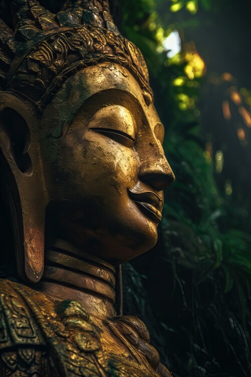 Плакат Portrait of Ocher Buddha in the Jungle