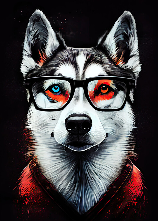 Poster Hipster Dog Luna