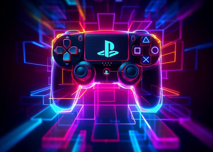 Plakát Gaming Controller neon