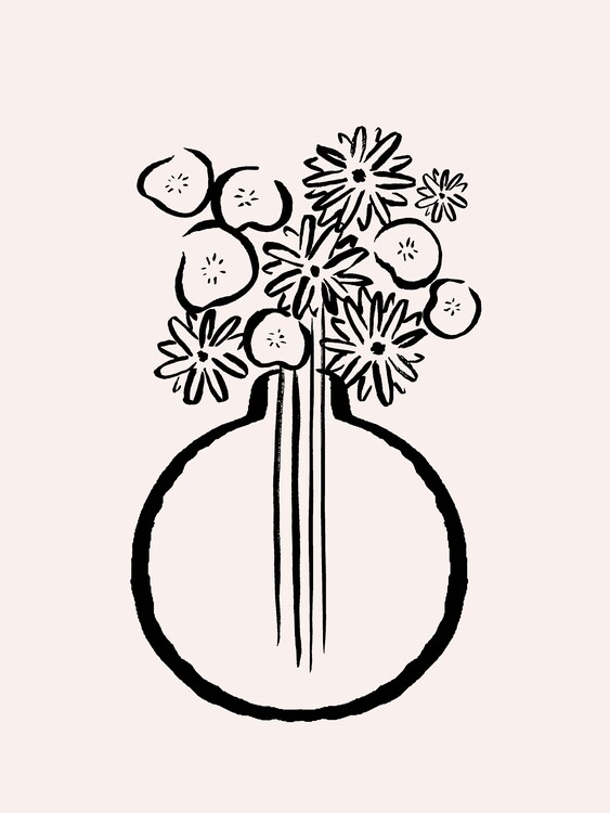 Poster Monochrome Flowers In Vase