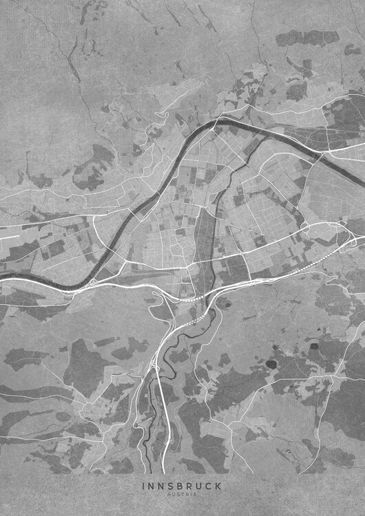 Plagát Map of Innsbruck (Austria) in gray vintage style