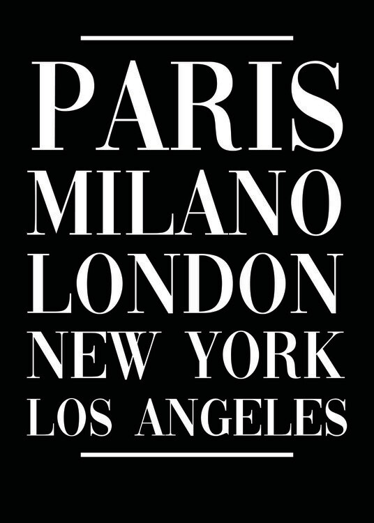 Poster Paris, Milano, London, New York, Los Angeles