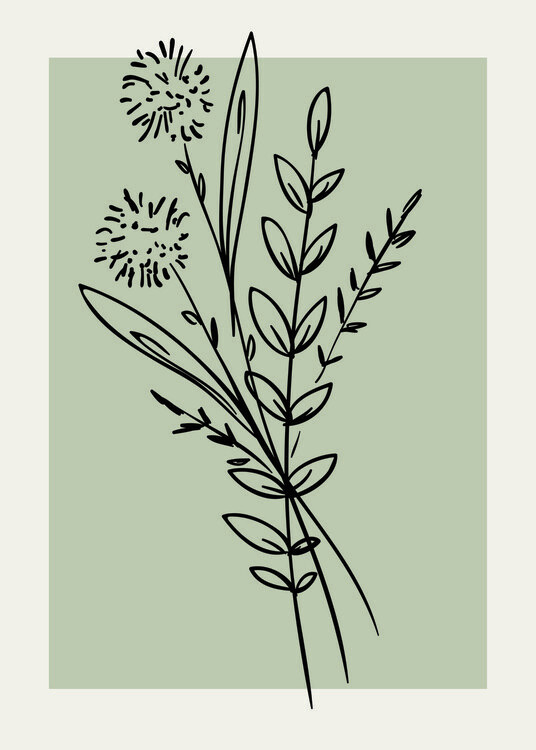 Poster Neutral Wall Floral Botanical Line Art