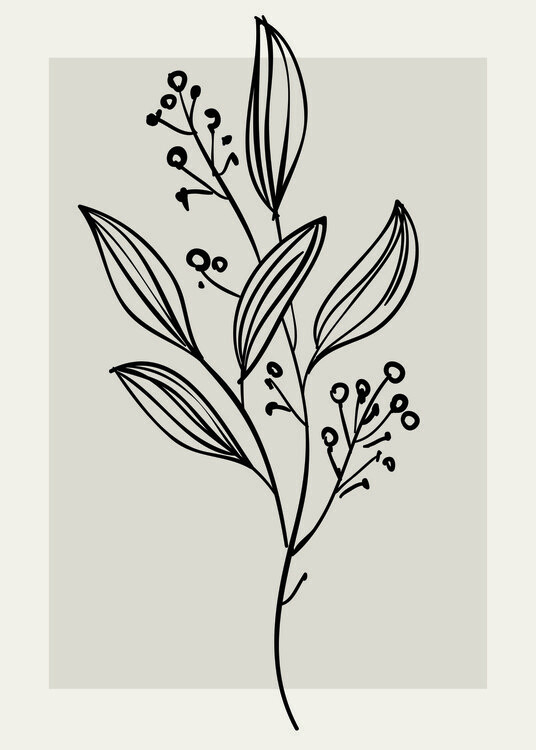 Poster Neutral Wall Floral Botanical Line Art